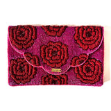 Red Rose | Non-Leather Beaded Luxury Clutch Bag