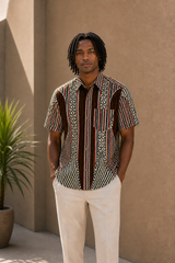 Brown Weave Shirt – Normal Collar – model 3