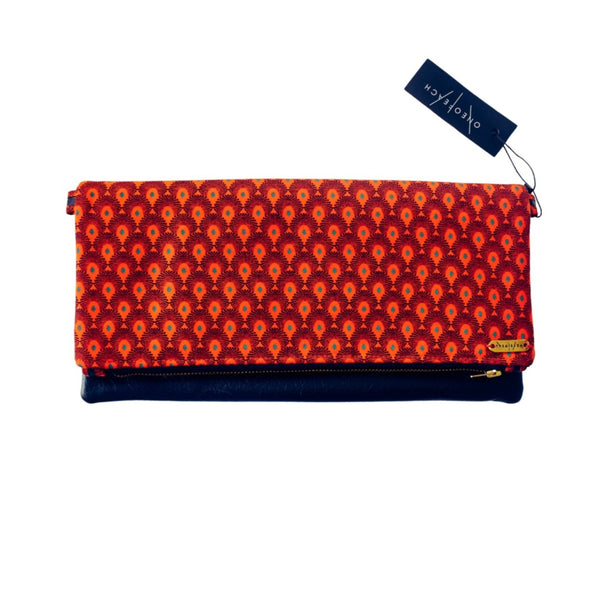 Fold-over Clutch Bag | Orange Shweshwe