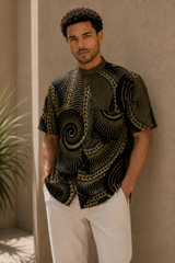 Savanna Spiral Shirt – Mandarin Collar – model 2