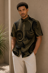 Savanna Spiral Shirt – Mandarin Collar – model 2