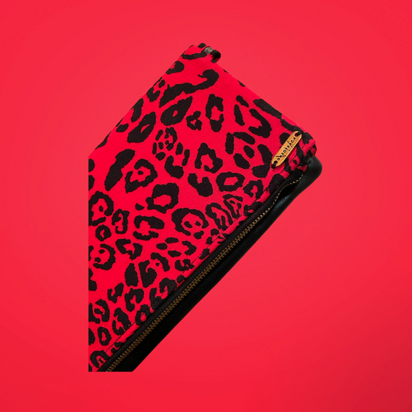Fold-over Clutch Bag | Red Black Leopard