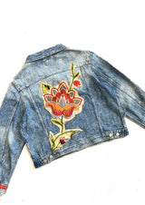 Flower Embroidered Denim Jacket