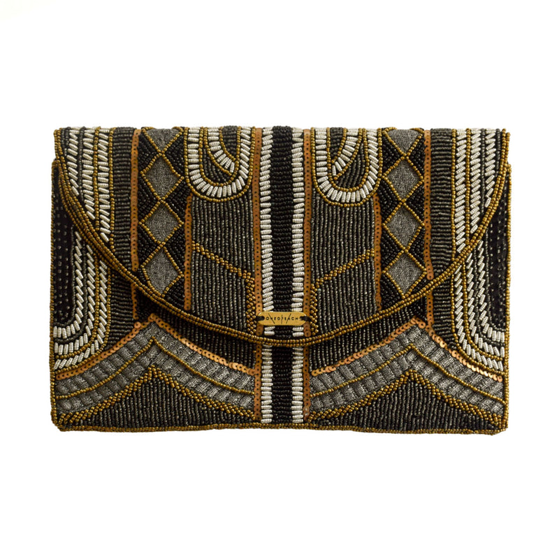 Mbizi Inspired Gold | Non-Leather Beaded Luxury Clutch Bag