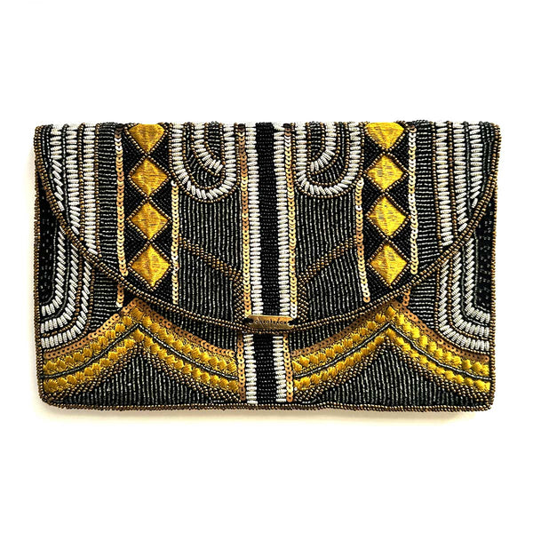 Mbizi Gold | Non-Leather Beaded Luxury Clutch Bag