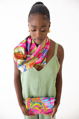 Lou Lou Matriarch Pattern Print Scarf | Blue Sunset