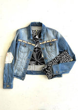 Shell Flower Embroidered Denim Jacket