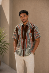Brown Weave Shirt – Normal Collar – model 1