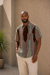 Brown Weave Shirt – Normal Collar – model 2
