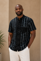 Midnight Ndebele Shirt – Mandarin Collar – model 2