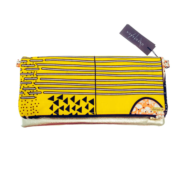 Fold-over Clutch Bag | Yellow Black White