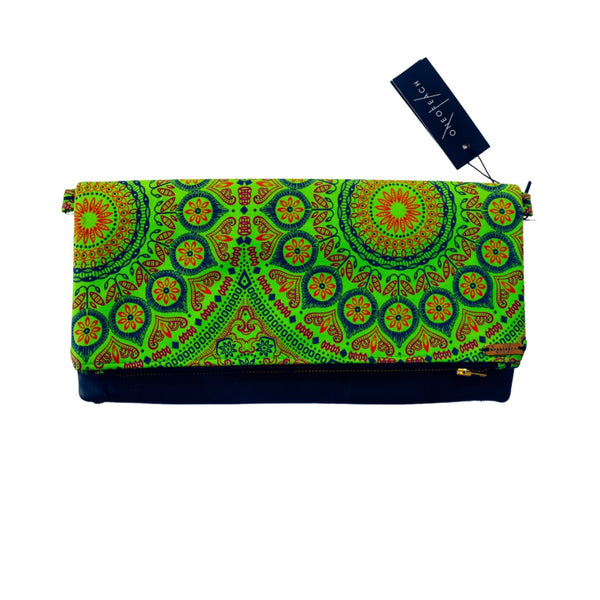 Fold-over Clutch Bag | Lime Shweshwe