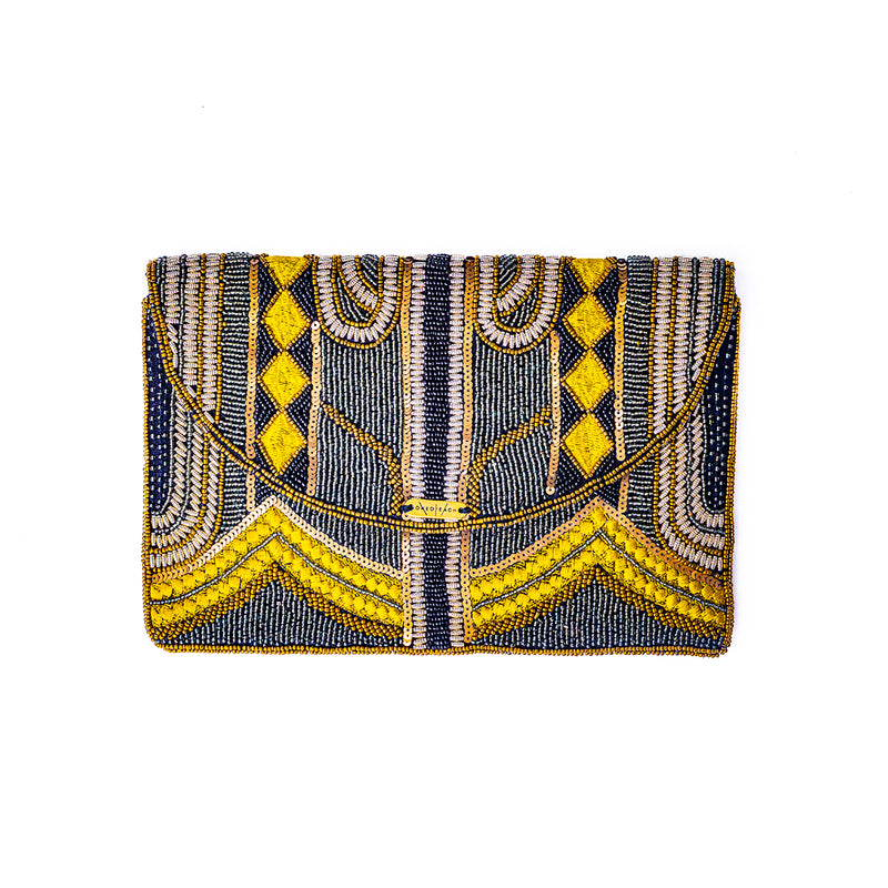 Mbizi Inspired Gold | Non-Leather Beaded Luxury Clutch Bag