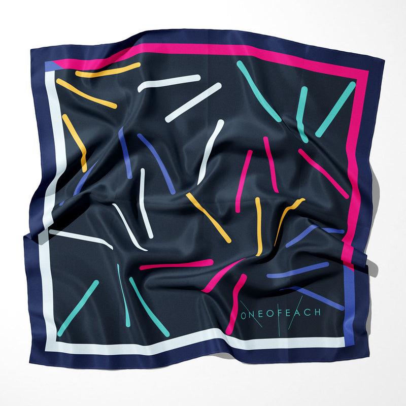 ONEOFEACH Signature Print Scarf | Midnight Blue