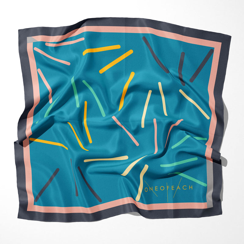 ONEOFEACH Signature Print Scarf | Mosaic Blue