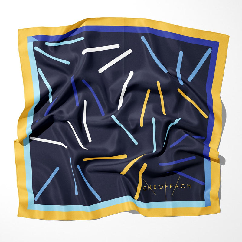 ONEOFEACH Signature Print Scarf | Navy Blue