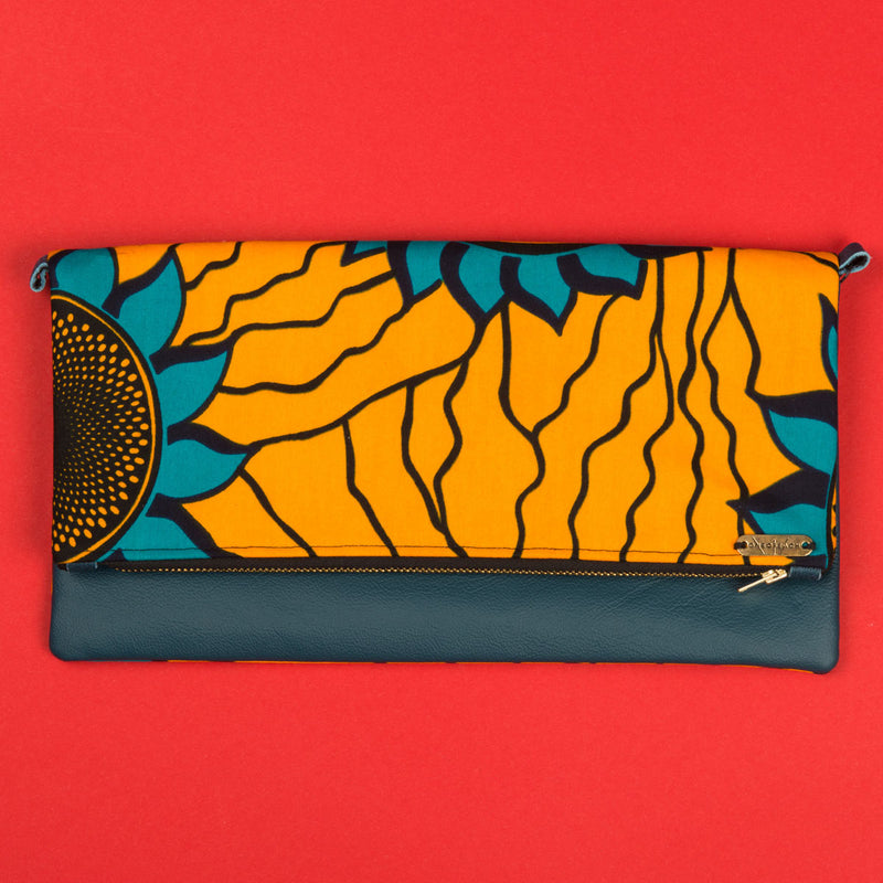 Fold-over Clutch Bag | Blue Sunflower