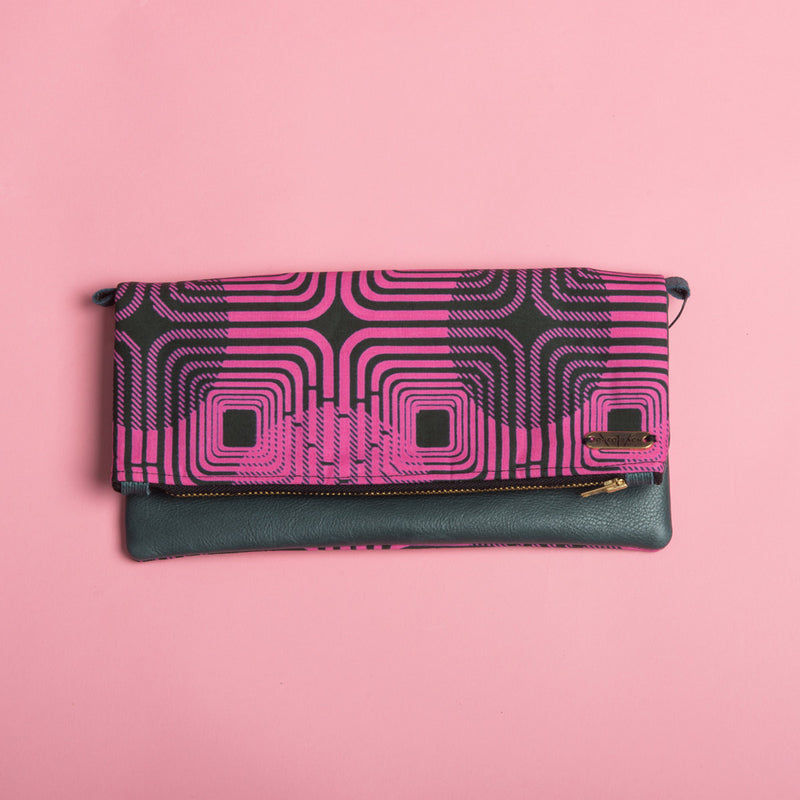 Fold-over Clutch Bag | Pink Maze
