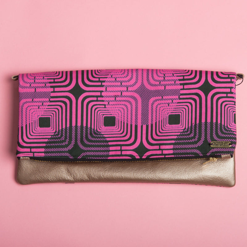Fold-over Clutch Bag | Pink Maze