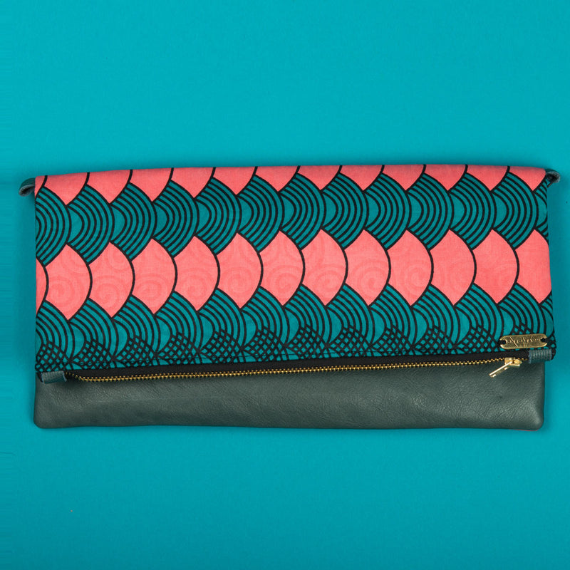 Fold-over Clutch Bag | Turq Waves