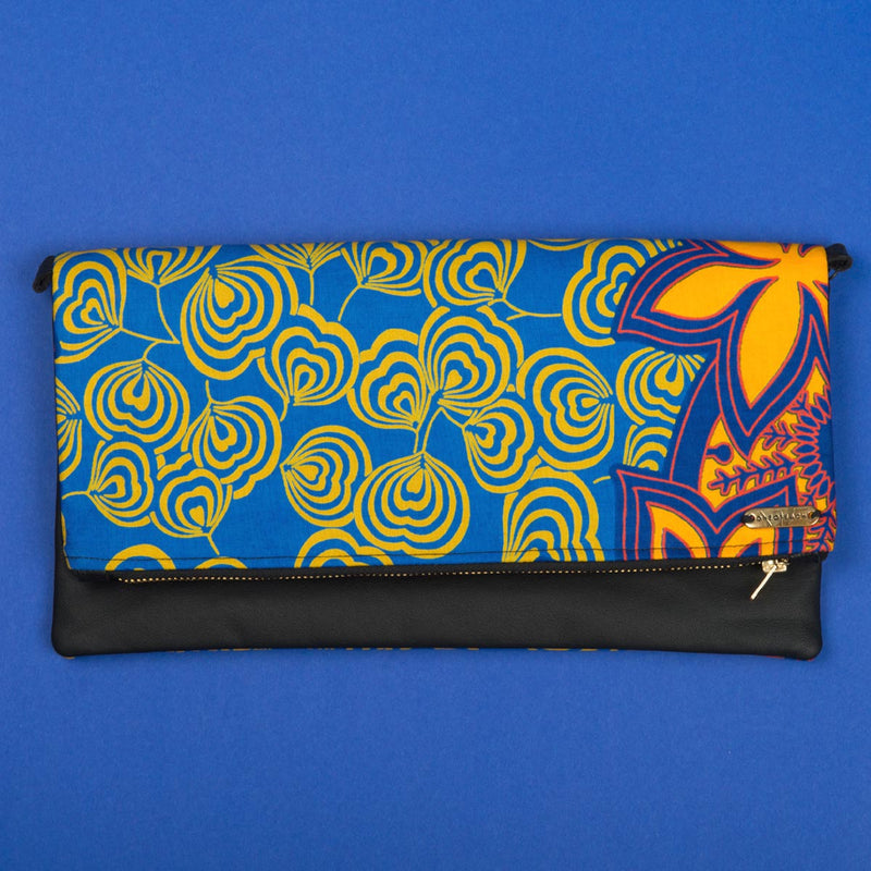 Fold-over Clutch Bag | Yellow Blue Flower