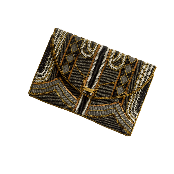Mbizi Inspired Gun Metal | Non-Leather Beaded Luxury Clutch Bag