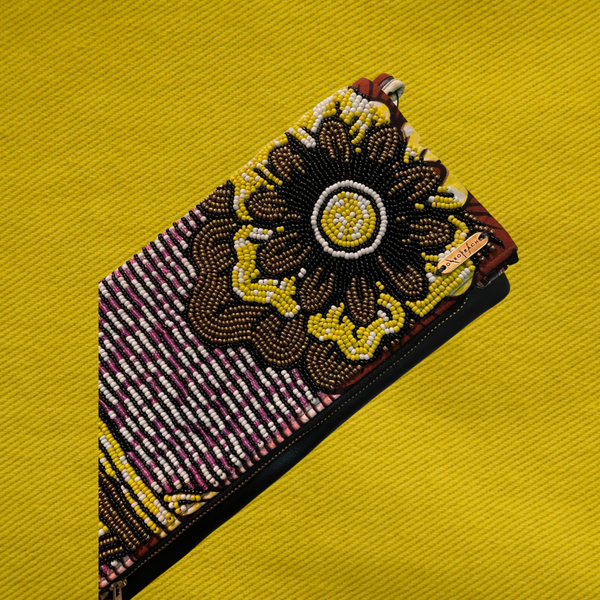 Bronze Yellow Flower | Embellished Luxury Clutch Bag