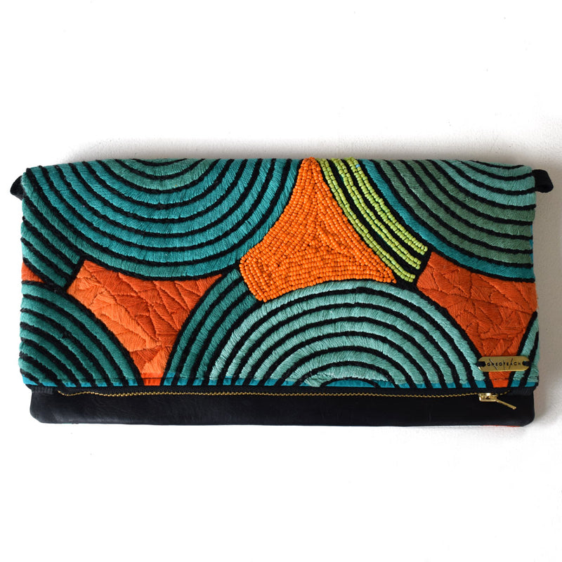 Turq and Orange | Embellished Luxury Clutch Bag